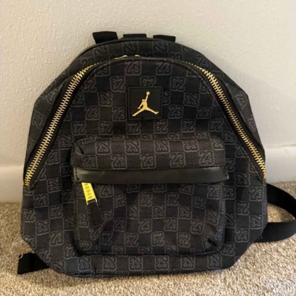 Jordan Patterned Black and Gold Backpack